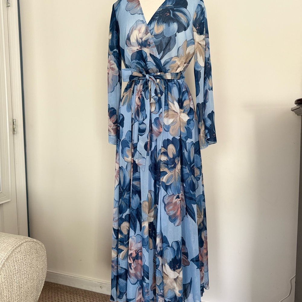 Elegant Long Sleeve Floral Maxi Dress